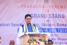 Hon’ble CM inaugurated the grand stand at Gomti District Sports Complex.